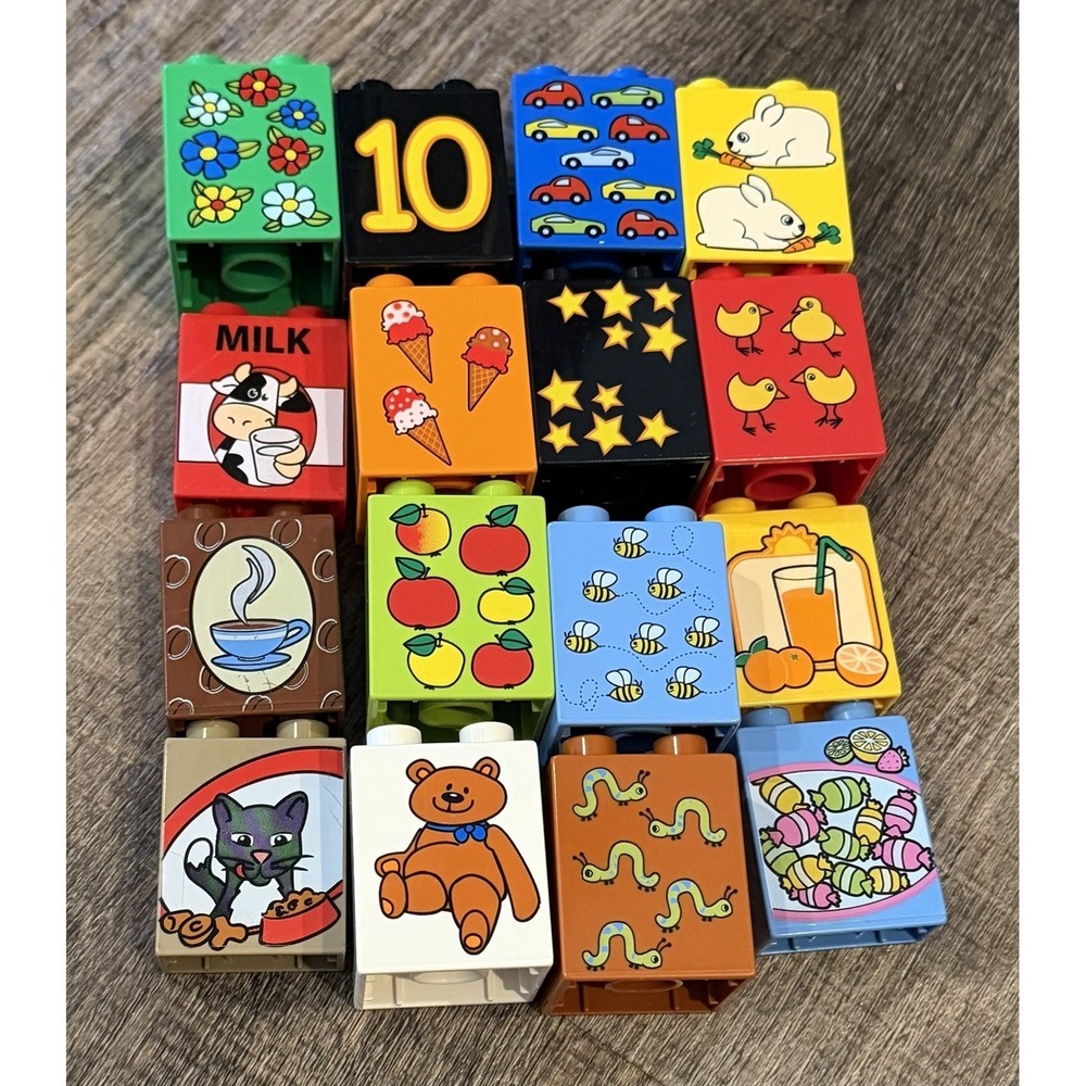 Lego Duplo Printed Learning Blocks Animals Numbers Food Educational‎ Building
